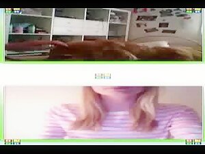 webcam girl watches another girl and her dog