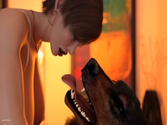 3d Woman Loves Her Dog